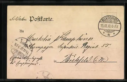 Lithographie Buxtehude, Vorstahlwerk, Viever-Partie, Dackel