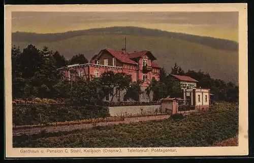 AK Kailbach i. Odw., Gasthaus und Pension C. Stahl mit Landschaftspanorama