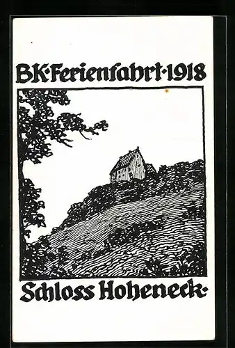 Künstler-AK Hoheneck, BK Ferienfahrt 1918, Schloss Hoheneck