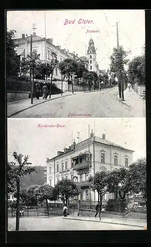 AK Bad Elster, Lindenstrasse mit Postamt