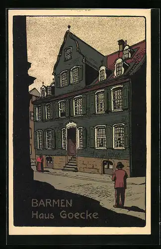 Steindruck-AK Barmen, Haus Goecke