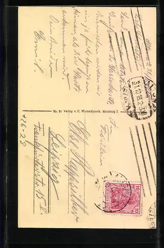 Steindruck-AK Hamburg-Uhlenhorst, Walküren Denkmal