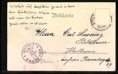 Lithographie Uhlbach, Kirche und Rothenberg