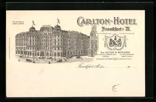 Künstler-AK Frankfurt a. M., Carlton-Hotel