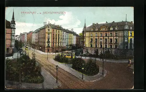 AK Frankfurt a. M.-Sachsenhausen, Strassenpartie aus der Vogelschau