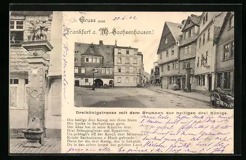 AK Frankfurt a. M.-Sachsenhausen, Dreikönigstrasse mit Brunnen der drei hl. Könige