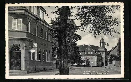 AK Vienenburg /Harz, Strasse mit Vereinsbank