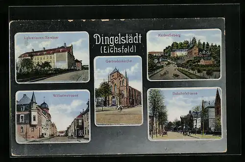 AK Dingelstädt /Eichsfeld, Lehrerinnen-Seminar, Bahnhofstrasse, Kerbscheberg