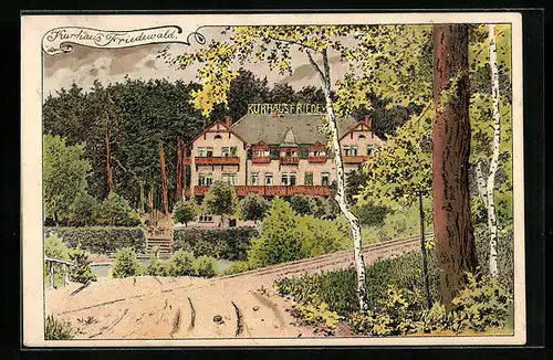 Künstler-AK Moritzburg /Sa., Kurhaus Friedewald mit naher Umgebung