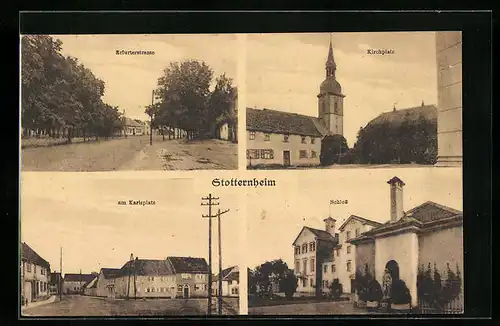 AK Stotternheim, Erfurterstrasse, Partie am Karlsplatz, Schloss und Kirchplatz