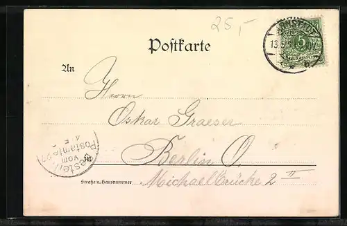 AK Arnstadt, Partie an der Strasse Ried mit Blick auf Kirche