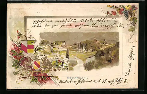 Passepartout-Lithographie Weissenstein, Ortspartie