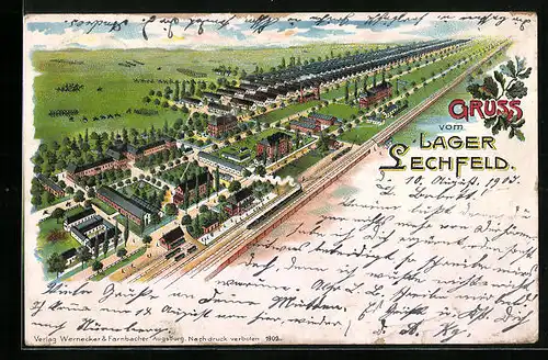 Lithographie Lager Lechfeld, Teilansicht
