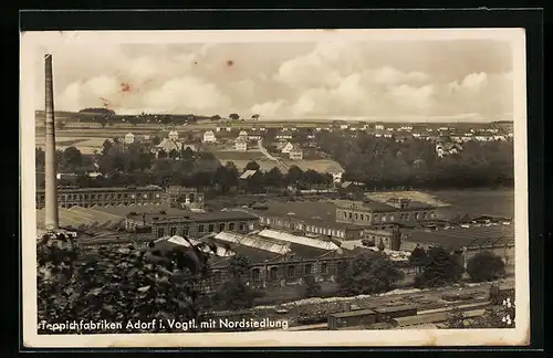 AK Adorf i. Vogtl., Teppichfabriken mit Nordsiedlung