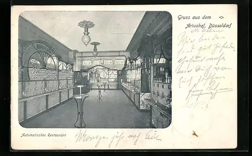 AK Düsseldorf, Automatisches Restaurant Artushof, Innenansicht