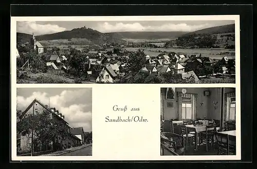 AK Sandbach /Odw., Gasthaus, Innenansicht, Teilansicht