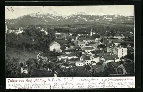 AK Bad Aibling, Ortsansicht gegen die Alpen