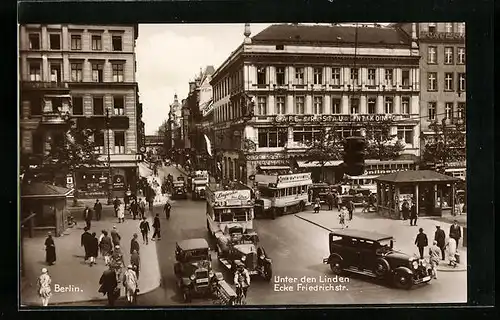 AK Berlin, Unter den Linden Ecke Friedrichstrasse