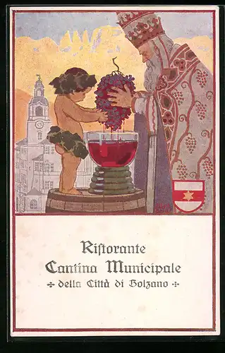 Künstler-AK Bolzano, Ristorante Cantine Municipale