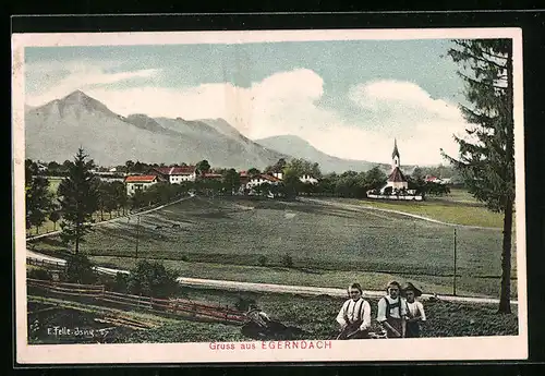 AK Egerndach, Ortspartie mit Kirche