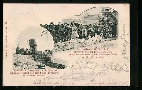 AK Albersdorf, Brutkamp-Opferstein Hemmingstedtfeier 1900, Denkmal zur Erinnerung an die Schlacht bei Hemmingstedt