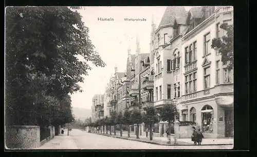 AK Hameln, Wettorstrasse mit Lebensmittelgeschäft