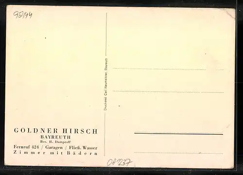 AK Bayreuth, Gasthaus Goldner Hirsch