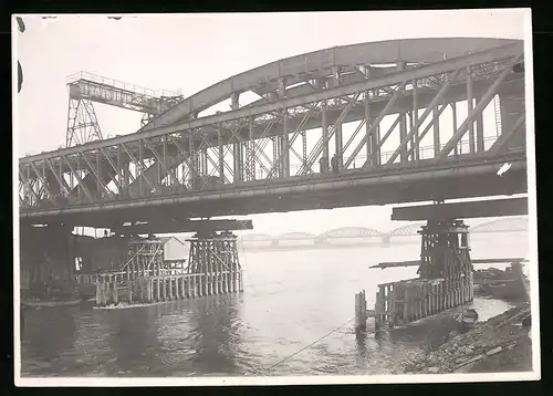 Fotografie Ansicht Wien-Floridsdorf, Brückenbau Kaiser Franz Joseph Brücke, Bogen - und Fachwerkkonstruktion