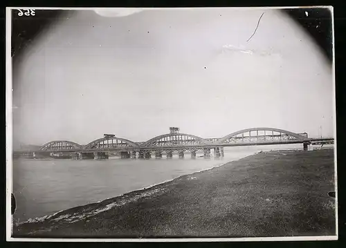 Fotografie Ansicht Wien-Floridsdorf, Brückenbau Kaiser Franz Joseph Brücke, Bogenbrücke mit Montagegerüst