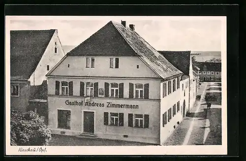 AK Hirschau i. Opf., Gasthof Andreas Zimmermann aus der Vogelschau