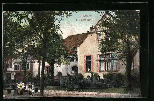 AK Berlin-Spandau, Linden-Ufer mit Artilleriekaserne