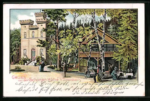 Künstler-AK Dittersbach, Gasthaus zur schönen Höhe