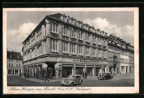 AK Weimar, Mode-Kaufhaus von Hans Kröger am Markt