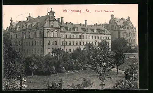 AK Waldenburg i. S., Grünanlagen am Fürstl. Seminar