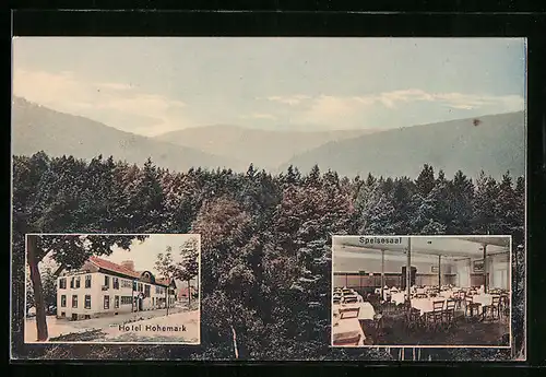 AK Oberursel i. T., Hotel, Restaurant und Cafe Hohemark mit Innenansicht des Speisesaals
