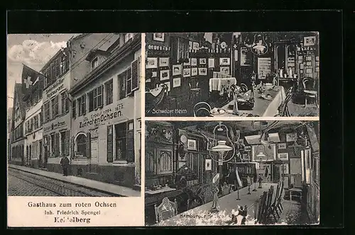 AK Heidelberg, Gasthaus zum roten Ochsen, Schweizer Heim und Hamburger Keller