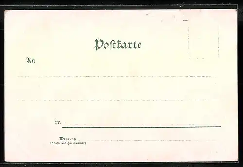 Lithographie Porta Westfalica, Totalansicht mit Weser und Kaiser-Wilhelm-Denkmal