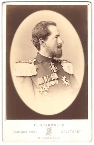 Fotografie F. Brandseph, Stuttgart, Herzog Eugen von Württemberg in Uniform mit Ordenspange, Eisernes Kreuz 1870