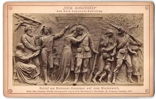 Fotografie F. & O. Brockmann, Dresden, Ansicht Rüdesheim, Relief der Abschied am Niederwalddenkmal zum 1870er Krieg