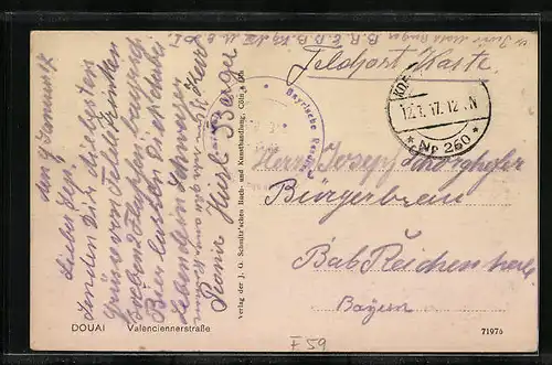 AK Douai, Valenciennerstrasse mit Passanten