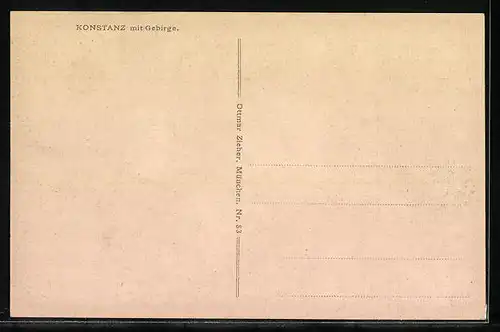 Künstler-AK Konstanz, Schematische Stadtansicht mit Gebirgskette