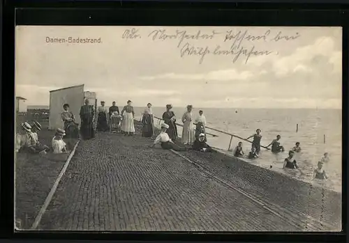 AK Tossens /Nordsee, Damen-Badestrand mit badenden Damen