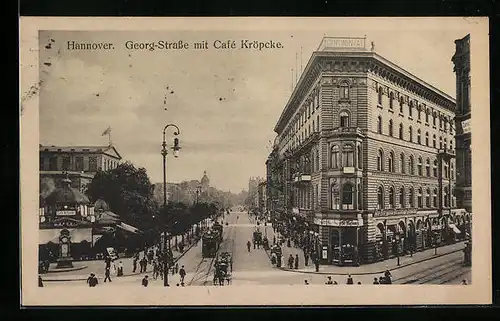 AK Hannover, Georg-Strasse mit Cafe Kröpcke aus der Vogelschau
