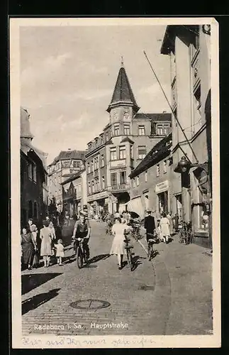 AK Radeberg /Sachsen, Blick auf die Hauptstrasse
