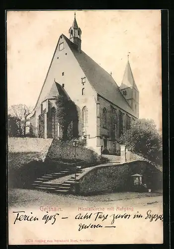 AK Geithain, Nicolaikirche mit Aufgang