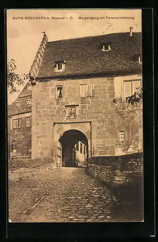 AK Neustadt /Odenwald, Burg Breuberg, Burgeingang mit Forstwartwohnung