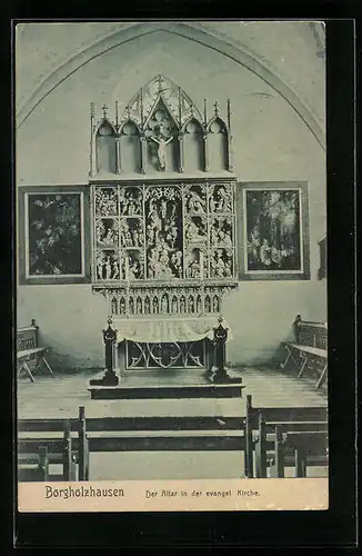 AK Borgholzhausen, Altar in der evangel. Kirche