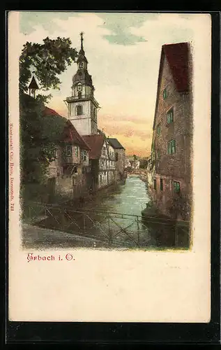AK Erbach, Blick auf den Kirchturm