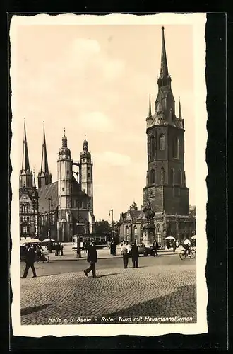 AK Halle a. d. Saale, Roter Turm mit Hausmannstürmen