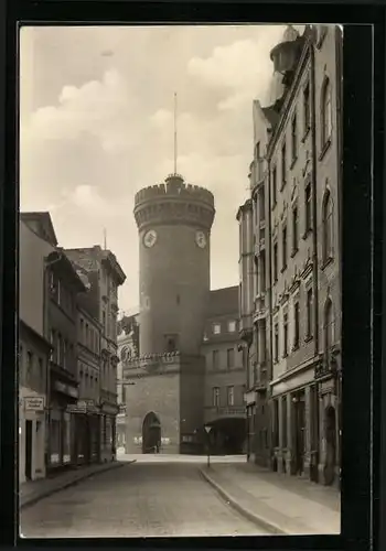 AK Cottbus, Burgstrasse mit Spremberger Turm